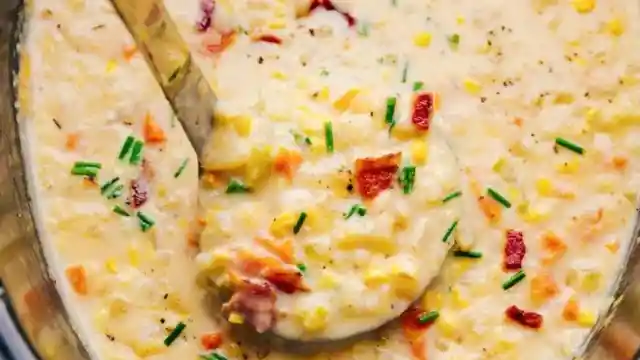 Crockpot Corn Chowder with Potatoes and Bacon