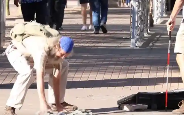 Blind Man Drops One Million Dollars In The Middle Of The Street, See What Happens Next