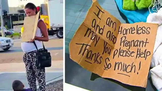 She Sees A Pregnant Beggar, But Then Realizes Something Is Off
