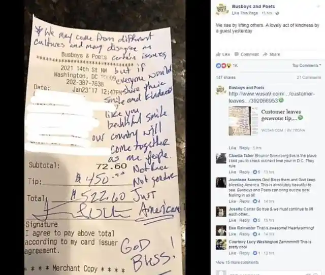 Waitress Has a Bad Feeling Before Serving Men, But Then She Sees The Message Written On The Tab