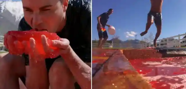 Former NASA Engineer Fills Entire Pool With Jell-O In Funny Experiment