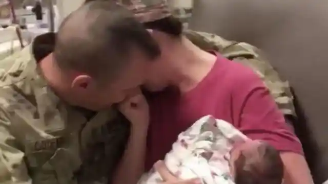 Deployed Dad Gets A Text From Wife About Preemie Kids, Has Moments To Act
