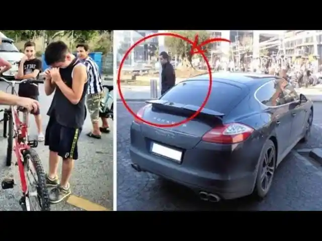 Boy On a Bicycle Crashed Into a Porsche, The Owner Teaches Him a Lesson