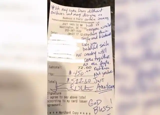 Waitress Gets Bad Feeling as She Seats 3 Men in Trump Hats, Then They Slip Her This Note