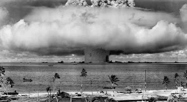 3. Shot of the first post WWII nuclear test, Operation Crossroads in the Marshall Islands.