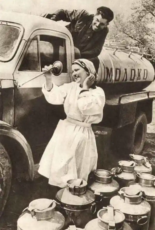 Soviet milkmaid from the 50s