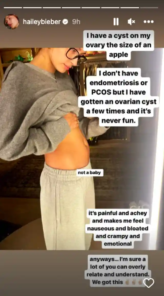 Hailey Bieber Reveals She Has a Cyst 'The Size of an Apple' On Her Ovary