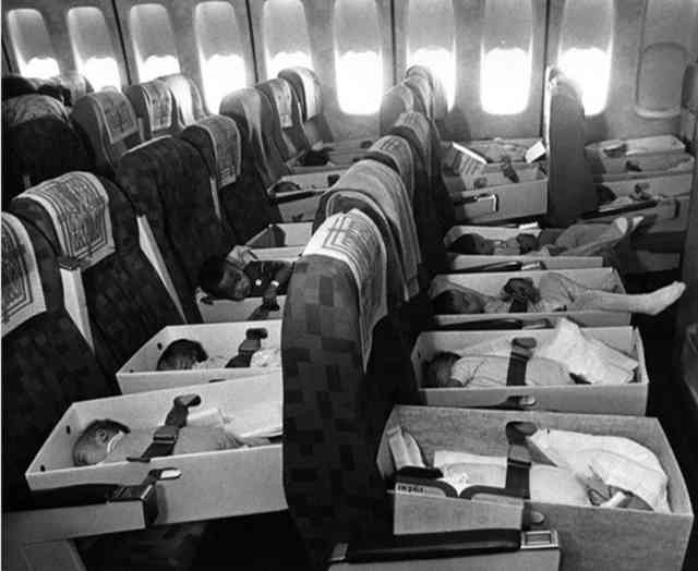 40. Babies who lost their parents during the Vietnam War are airlifted back to the United States for adoption, 1975.