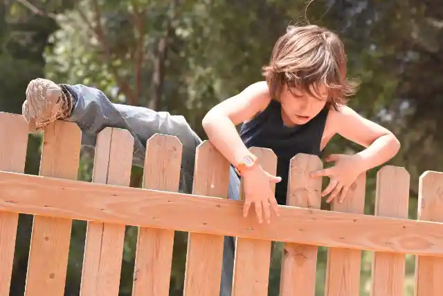 Attempting To Scale Her Fence 