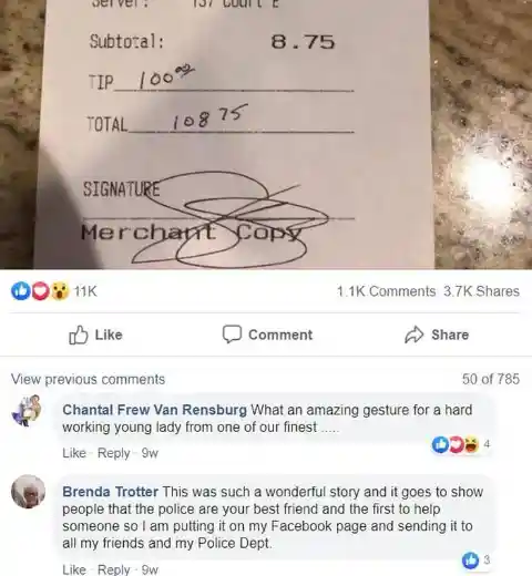 Pregnant Waitress Charges Cop $9 For Lunch, Moments Later She Runs To The Manager