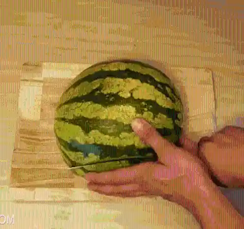 Use this trick to cut a watermelon into convenient pieces without making a mess.