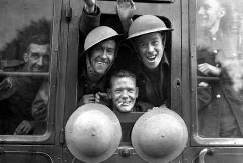 British Troops Cheerfully Board their Train for the First Stage of their Trip to the Western Front – England, September 20, 1939