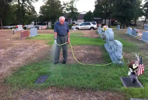 Mother Shocked To See Her Son’s Grave Green, Then Mysterious Man Approaches Her