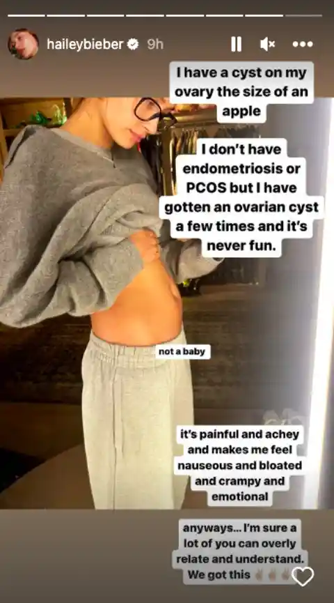 Hailey Bieber Reveals She Has a Cyst 'The Size of an Apple' On Her Ovary