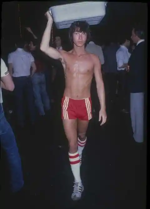 Studio 54 was also known for their waitstaff and their... minimalist outfits.