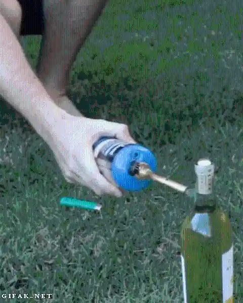 Here’s a real fast way to uncork a wine bottle…