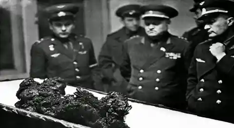 33. Remains of cosmonaut Vladimir Komarov, who fell from space, 1967.